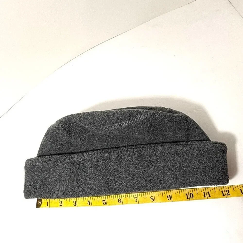 Lands End women’s L/XL gray fleece roll brim soft toque pillbox beanie hat